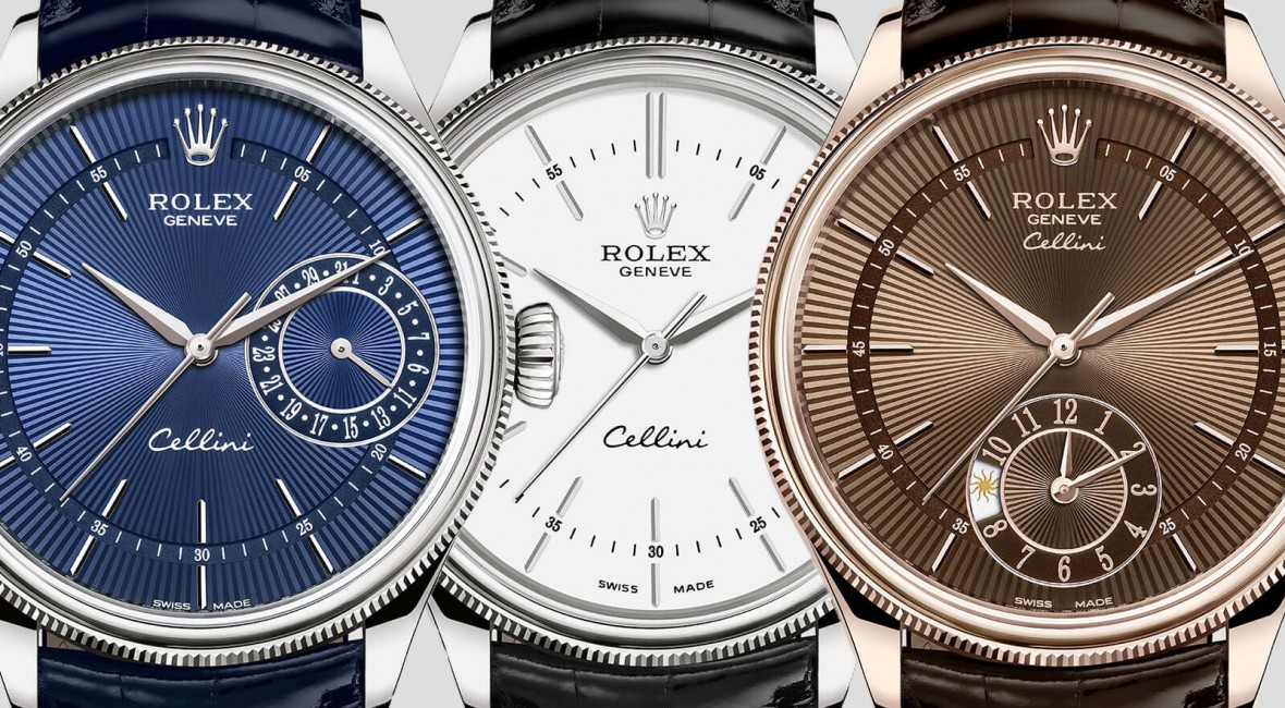 Đồng hồ Rolex Cellini Dual Time 50525 Mặt số chocolate bên phải