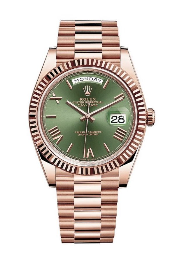 Đồng hồ Rolex Day-Date 228235 Vàng Everose Mặt xanh lá 40mm