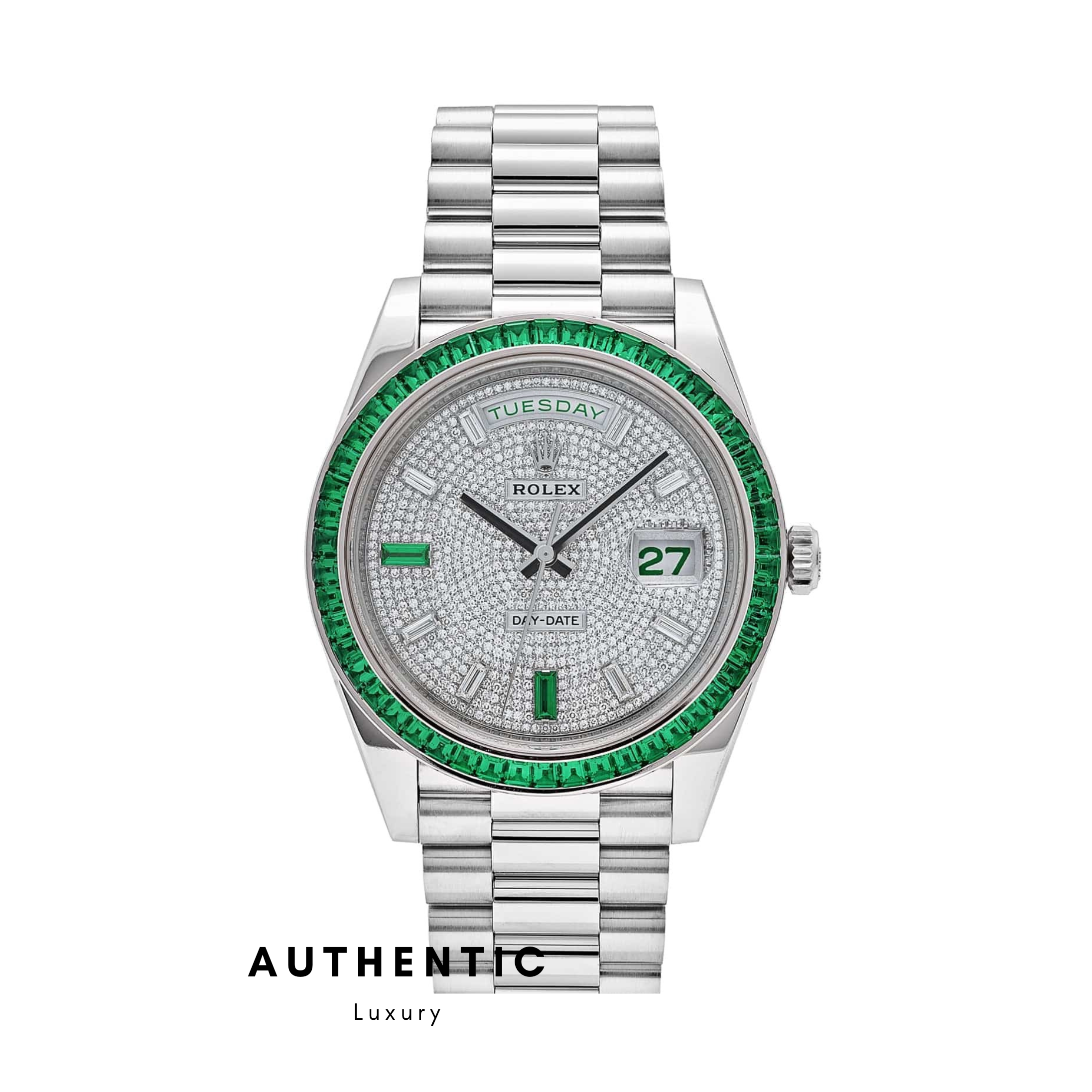 Đồng hồ Rolex Day-Date 40 Green Emerald 228396TEM Platinum 40mm