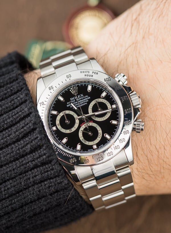 Đồng hồ Rolex Daytona 116520 phiên bản thép với mặt số màu đen