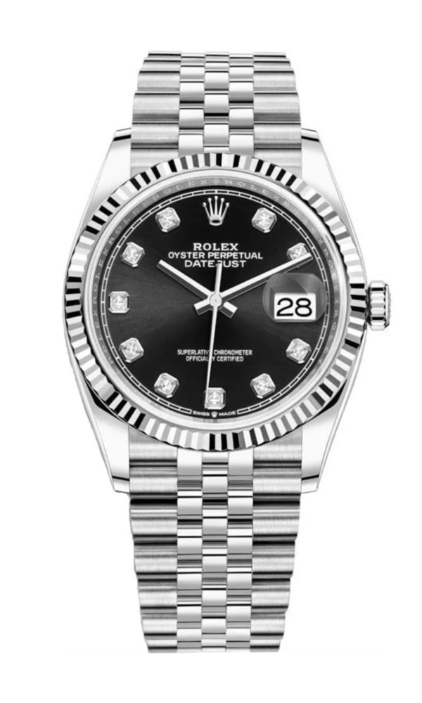 Đồng hồ Rolex Datejust 126234 Mặt đen Kim cương 36mm 