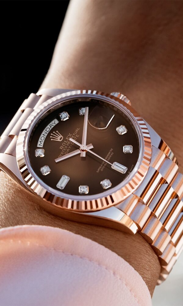 Đồng hồ Rolex Day-Date 128235 Vàng Everose Mặt Nâu 36mm