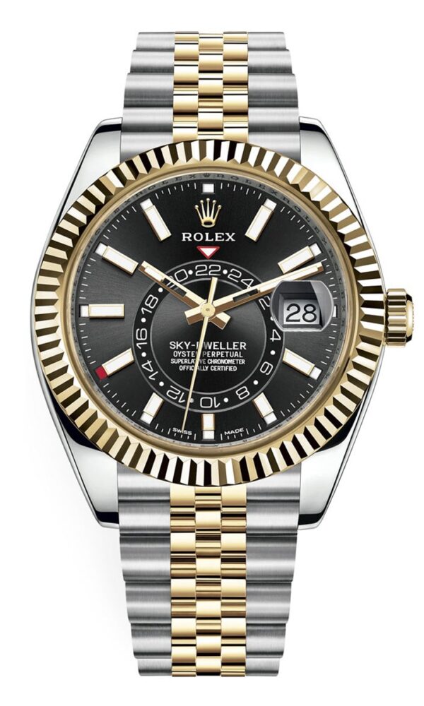 Đồng hồ Rolex Sky Dweller 326933 Mặt đen Vàng vàng/Thép 42mm