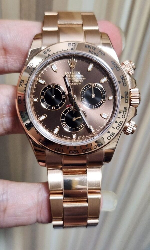 Đồng hồ Rolex Daytona 116505 Vàng Everose Mặt nâu Cọc quang 40mm