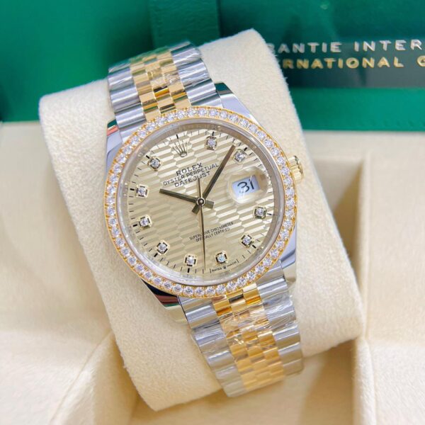 Đồng hồ Rolex Datejust 126283RBR Vàng/Thép Mặt vân gấp nếp vàng 36mm