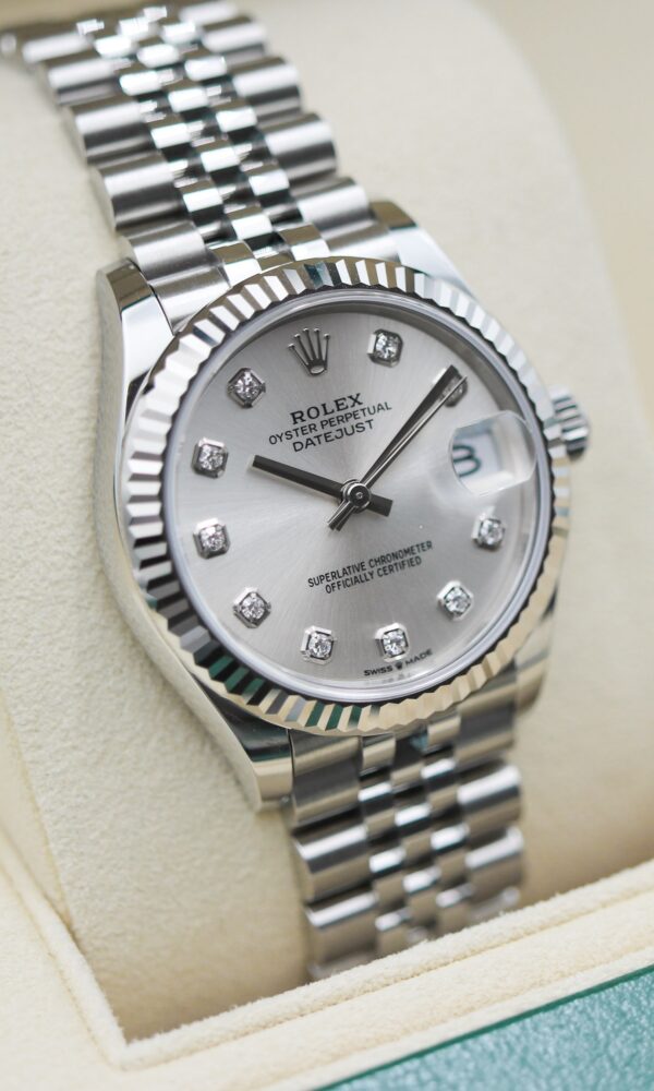 Đồng hồ Rolex Datejust 278274 Vàng/thép Mặt bạc Cọc kim cương 31mm