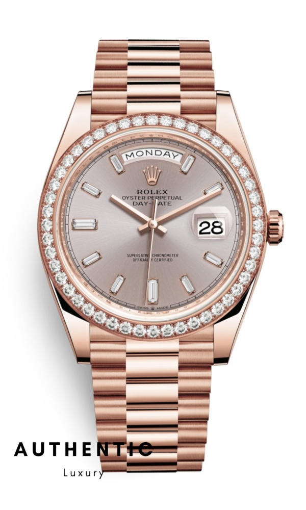Đồng hồ Rolex Day-Date 228345RBR Mặt Sundust Kim cương 40mm