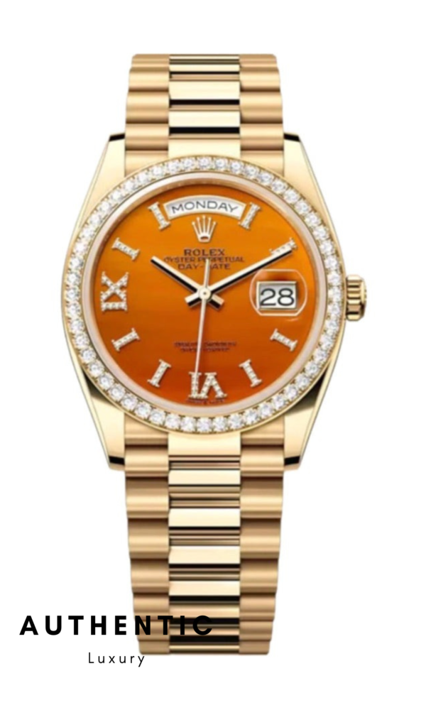 Đồng hồ Rolex Day-Date 128348RBR Mặt Số Đá Carnelian 36mm