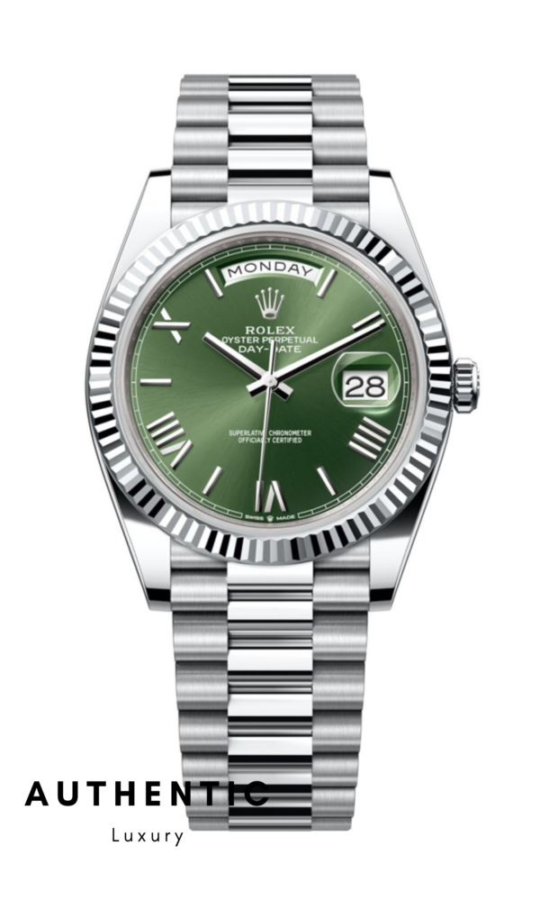 Đồng hồ Rolex Day-Date 228239 Vàng trắng Mặt Olive 40mm