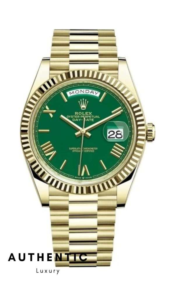 Đồng hồ Rolex Daydate 228238 Mặt xanh lá, cọc Roman 40mm