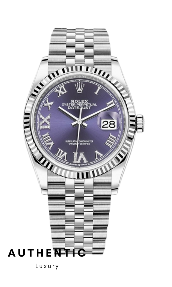 Đồng hồ Rolex Datejust 126234 Vàng trắng/Thép Mặt tím 36mm