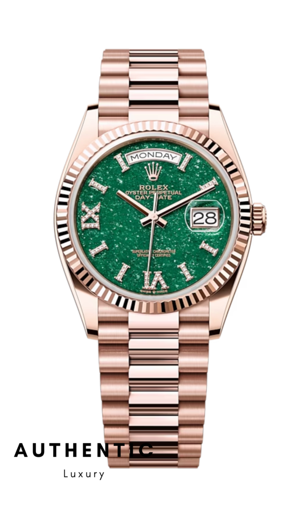 Đồng hồ Rolex Day-Date 128235 Mặt đá Aventurine xanh lá 36mm