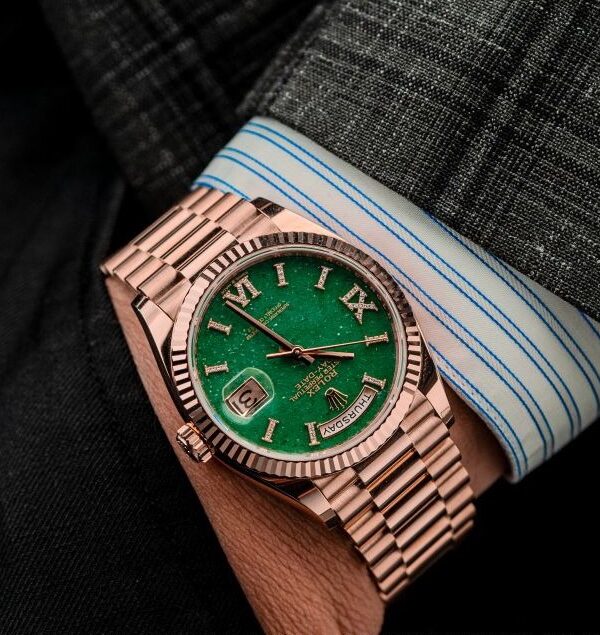 Đồng hồ Rolex Day-Date 128235 Mặt đá Aventurine xanh lá 36mm