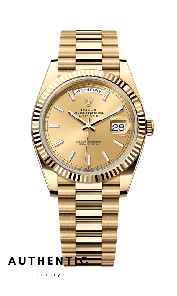 Đồng hồ Rolex Day-Date 228238 Mặt vàng Champagne 40mm