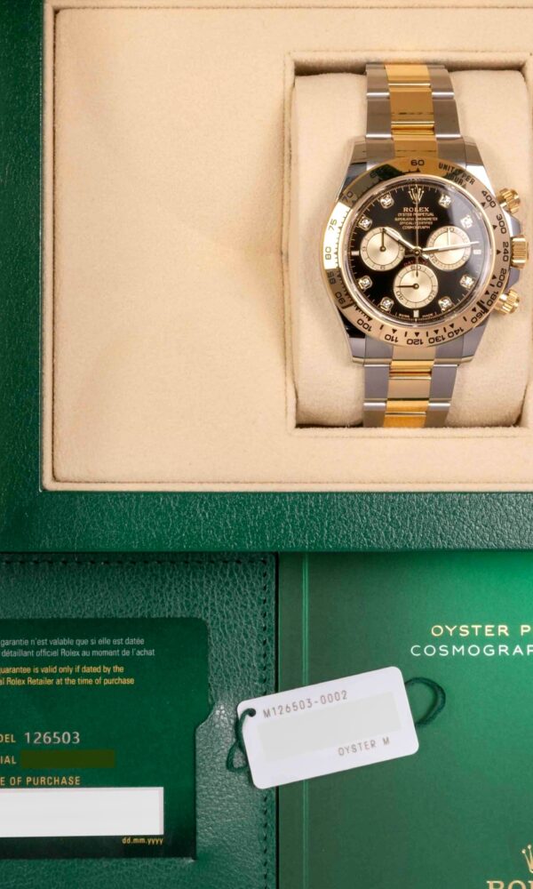 Đồng hồ Rolex Cosmograph Daytona 126503 Mặt đen Cọc kim cương 40mm