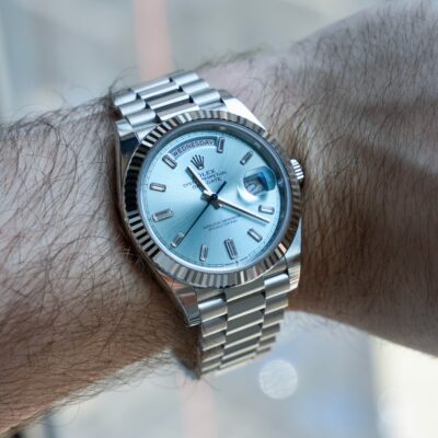 Đồng hồ Rolex Day-Date 228236 Platinum Ice Blue Cọc kim cương 40mm