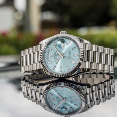 Đồng hồ Rolex Day-Date 228236 Platinum Ice Blue Cọc kim cương 40mm
