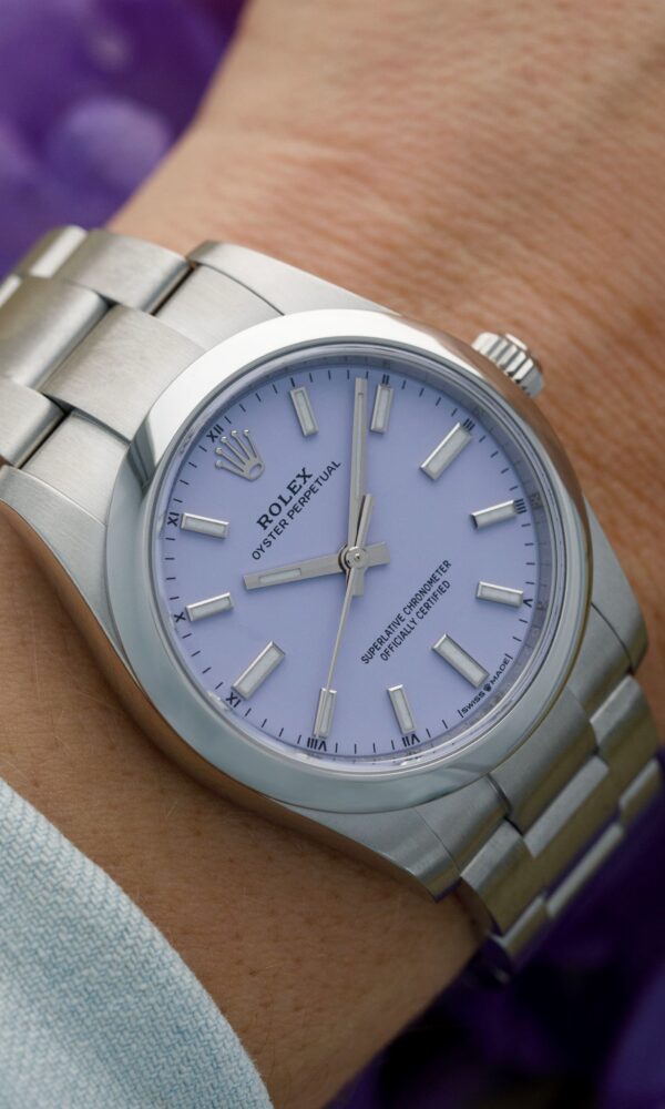 Đồng hồ Rolex Oyster Perpetual 124200 Thép Mặt tím Lavender 34mm