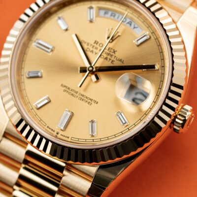 Đồng hồ Rolex Day-Date 228235 Mặt Champagne cọc Kim cương 40mm