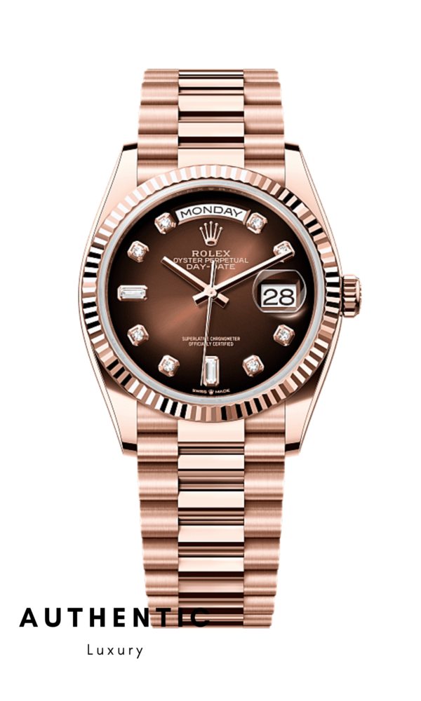 Đồng hồ Rolex Daydate 128235 Mặt Ombre Nâu AuthenticLuxury