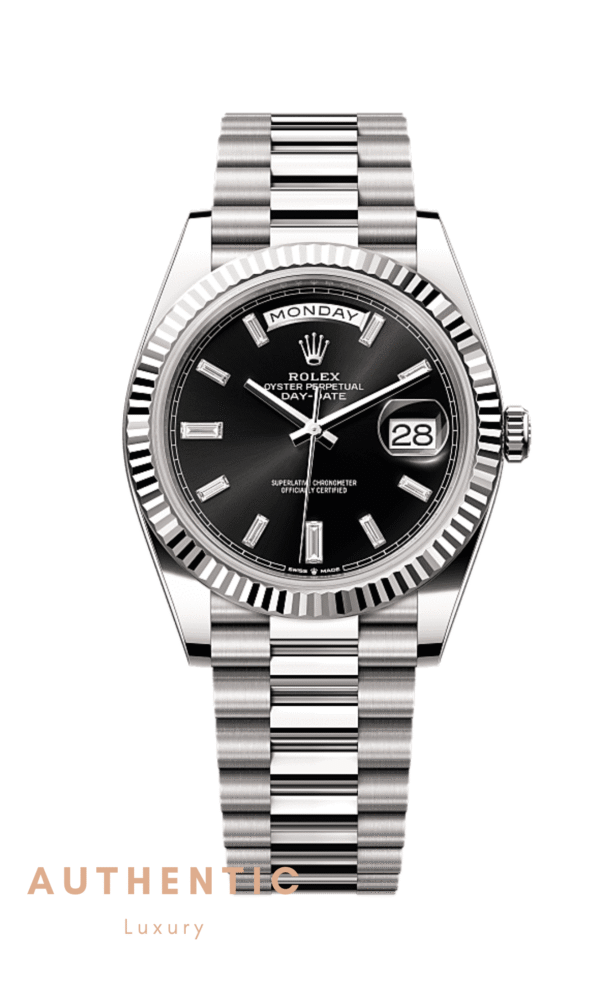 Đồng hồ Rolex Day-Date 228239 Vàng trắng Mặt đen 40mm