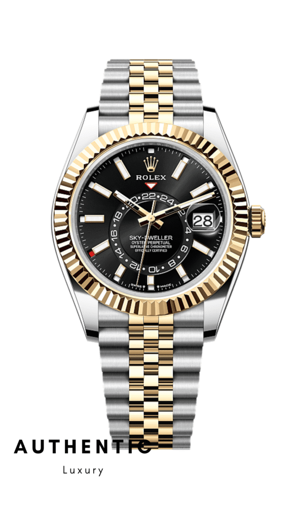 Đồng hồ Rolex Sky-Dweller 336933 Vàng vàng:Thép Mặt đen Dây Jubilee AuthenticLuxury