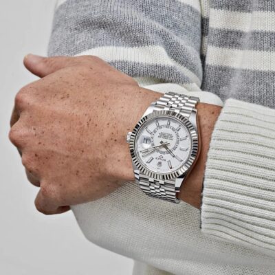 Đồng hồ Rolex Sky Dweller 336934 Vàng trắng/Thép Mặt trắng Dây Jubilee 42mm