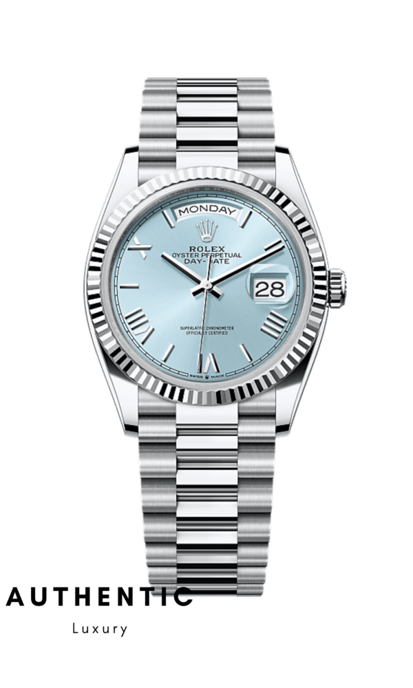 Đồng hồ Rolex Day-Date 128236 Platinum Iceblue Cọc La Mã 36mm