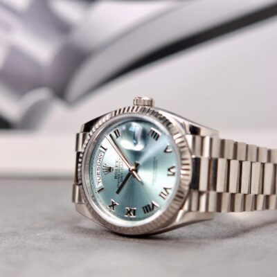 Đồng hồ Rolex Day-Date 128236 Platinum Iceblue Cọc La Mã 36mm
