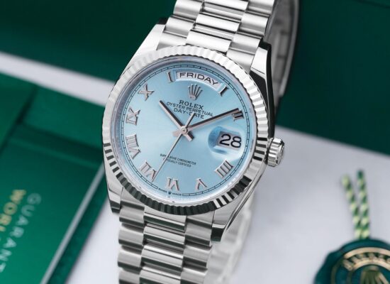Đồng hồ Rolex Day-Date 128236 Platinum Iceblue Cọc La Mã 36mm