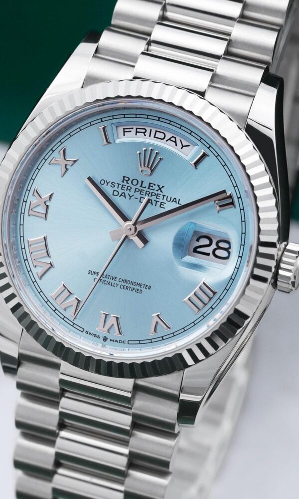 Đồng hồ Rolex Day-Date 128236 Platinum Iceblue Cọc La Mã 36mm